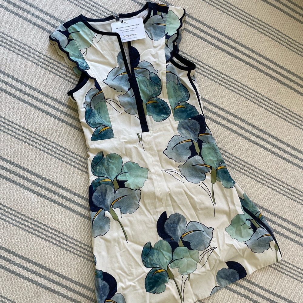 Tory Burch scallop sleeve floral sheath dress